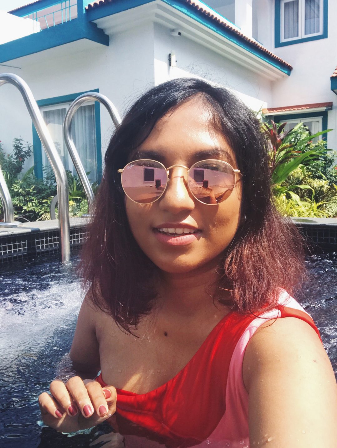 Looking Back | November 2017 |What Magali Wore | Ray Ban Sunglasses, Shivan & Naresh Swimsuit | Mumbai Fashion Blogger | Goa Pool Outfit