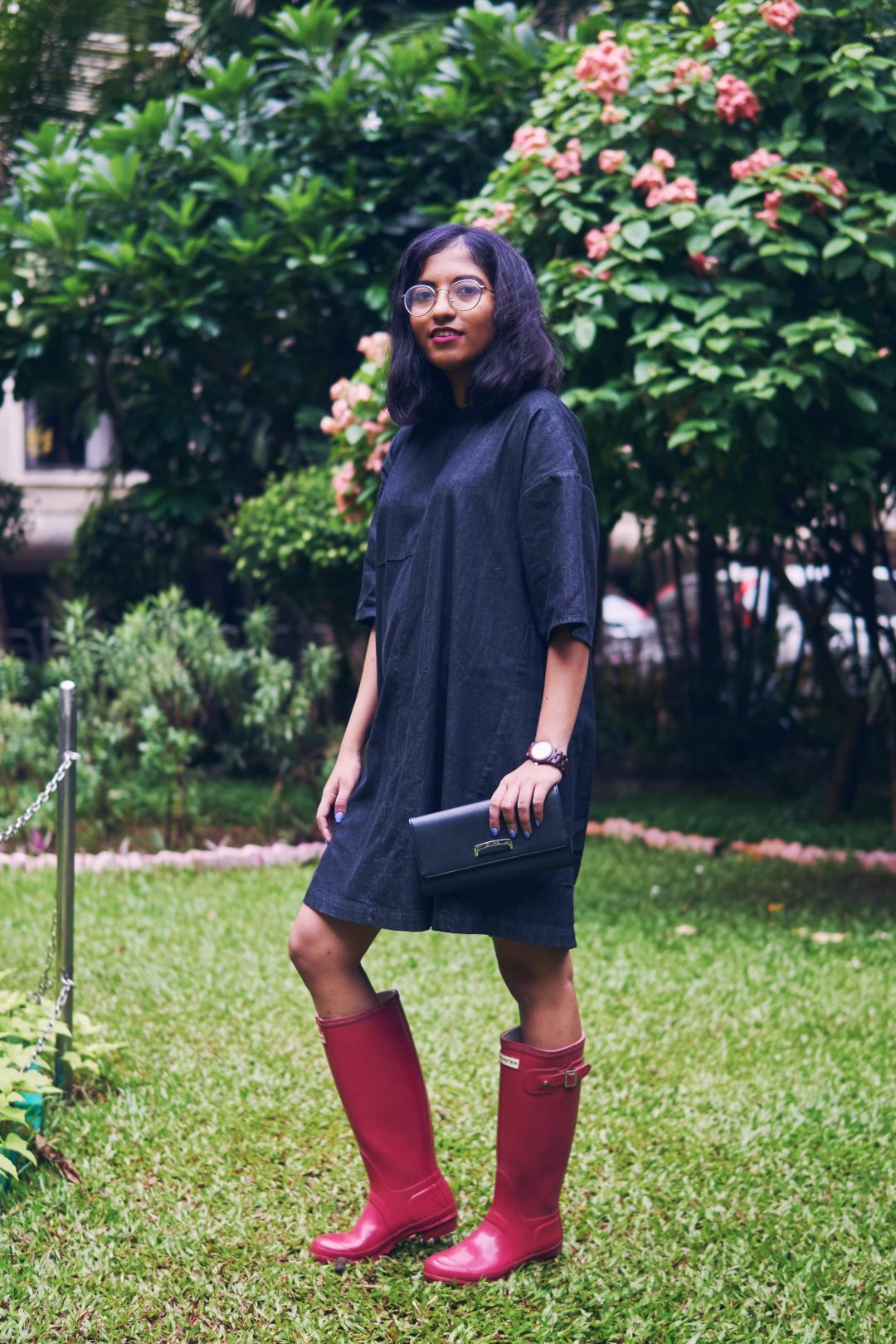 Mumbai Monsoon Style, Hunter Rain Boots Cranberry