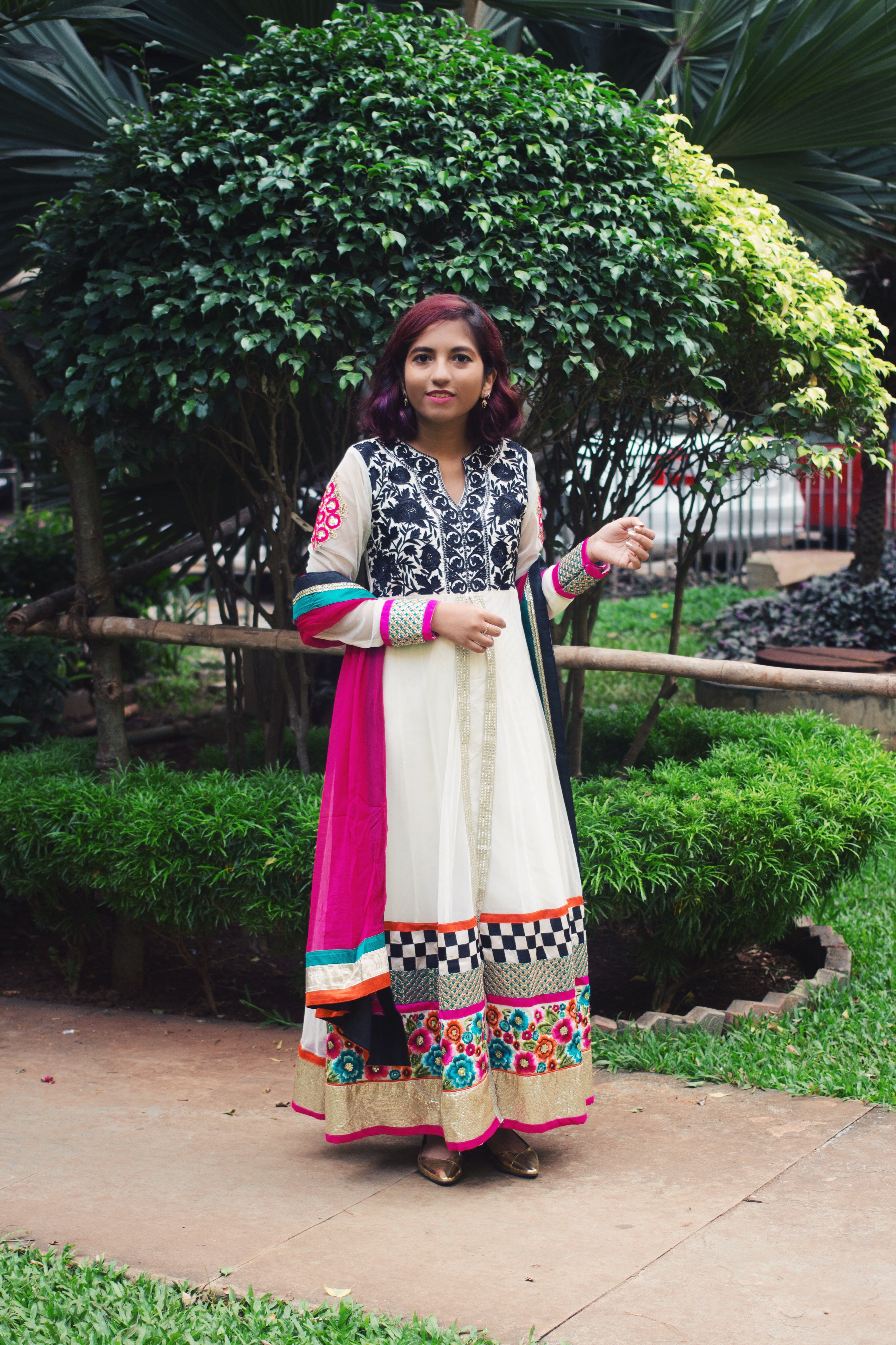 cream anarkali, festive look
